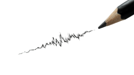 Sharp pencil drawing abstract sound wave line minimal creative concept creativity education art design modern visual metaphor isolated object on white background