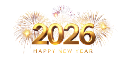  Festive 2026 Happy New Year With Firework Spark Accents PNG
