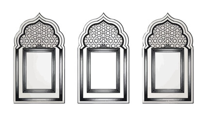 Intricate Window Frames: Three ornate, arched window frames stand in elegant simplicity, their exquisite geometric patterns create a captivating visual narrative.