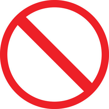 A clear red circle with a diagonal line through it, indicating prohibition or a 'no' symbol.