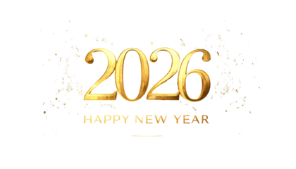 Luxury 2026 Happy New Year Calligraphy With Glitter Highlights PNG