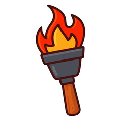 cartoon flame torch fire light burn flat color vector illustration template design