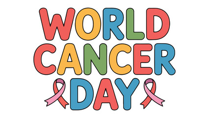 World Cancer Day Awareness: A vibrant graphic that announces World Cancer Day. Symbolizing support for the fight against cancer and raising awareness about prevention, treatment, and care.