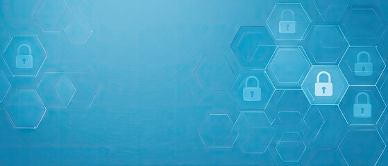 Fototapeta premium Abstract background featuring locks and hexagonal shapes for digital security