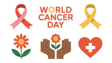 World Cancer Day: Symbolism of hope and remembrance, where colorful ribbons and emblems represent unity in the fight against cancer.
