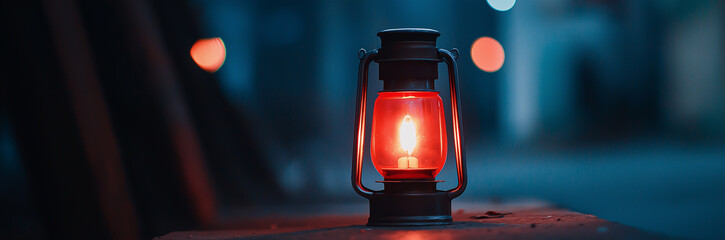 Red lantern glow night light dark blur illumination