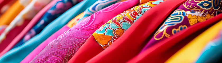 Vibrant korean hanbok fabrics korea culture fashion