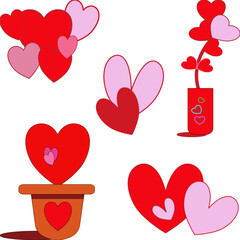 vector illustration of a set of hearts