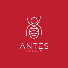Ant logo design with line art abstract
