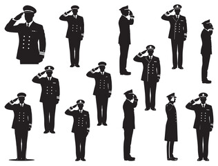 NAVY OFFICER SALUTING SILHOUETTE