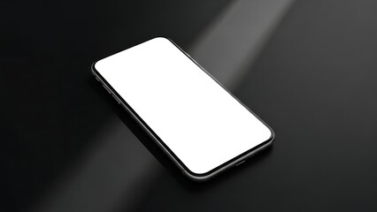 Modern Smartphone Mockup with Blank White Screen on Dark Background, Studio Lighting