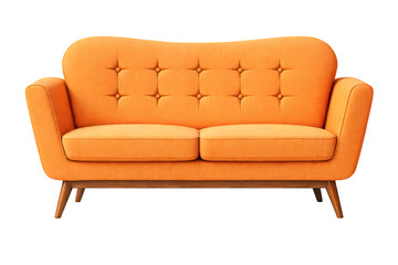 Orange Mid-Century Sofa Isolated
