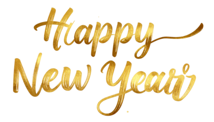 Modern Minimal Happy New Year Typography PNG