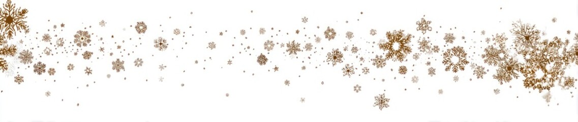 Floating brown snowflake line on white