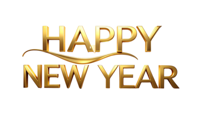  Clean Minimal Happy New Year Gold Text PNG