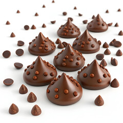 chocolate chips morsels on white background choco