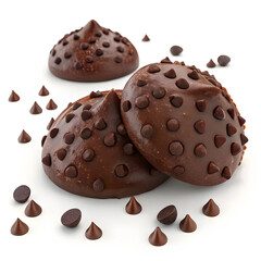chocolate chips morsels on white background choco