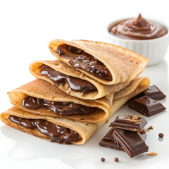 crepes with chocolate flavour filling isolated
