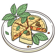 delicious plate with tasty halva and fresh mint