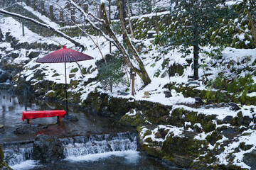 Kawayuka at Kibune Shrine, Japanese winter scenery