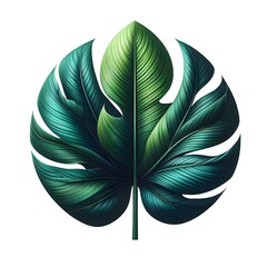 The tropical green leaf isolated on white background