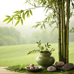 serene bamboo still life tranquility and natural