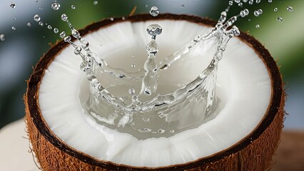 Fresh Coconut with Water Splash.