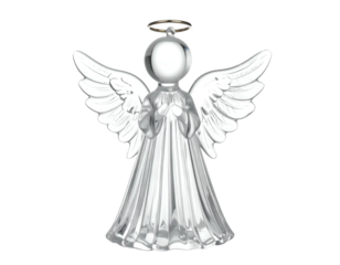 Gleaming glass angel with delicate wings and a golden halo