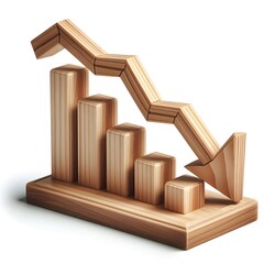 wooden downwards arrow for growing business isolated in garde