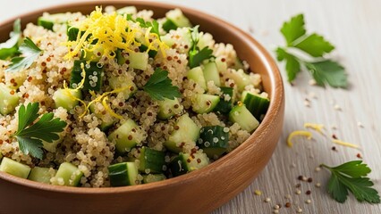 Fresh Tabbouleh Salad in Bowl.