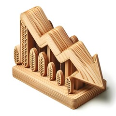 wooden downwards arrow for growing business isolated in garde