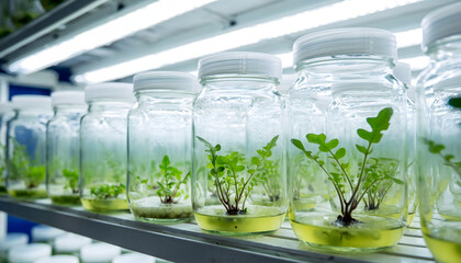 Plant Tissue Culture Growth In Laboratory Jars