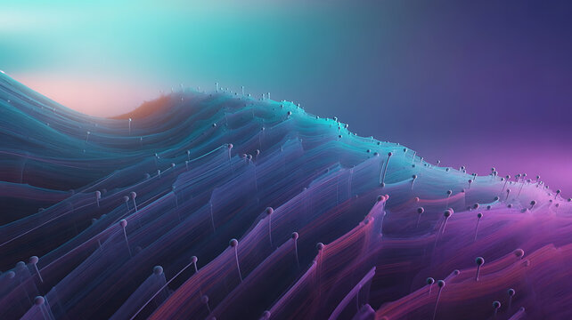 Digital abstract wave pattern with flowing light trails and dots transparent background - Powered by Adobe