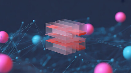 3Drenderedmolecularstructurewithglowingnetworkconnections transparent background