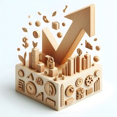 Green upward trending arrow with bars