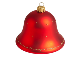 Red glass bell ornament with gold beaded trim and dots