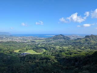 Obraz premium view from Nu'uani Pali Lookout, Oahu Hawaii