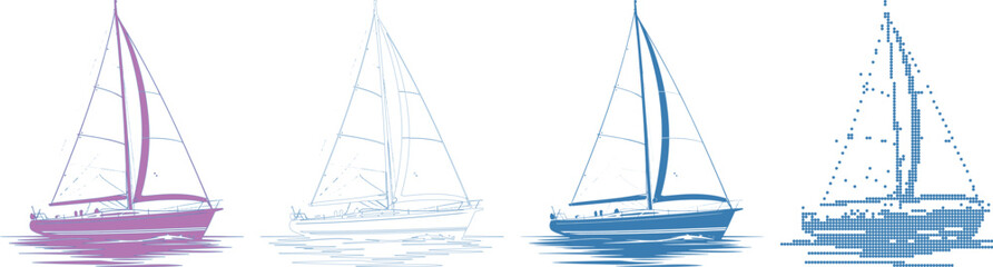 Sailboats on Calm Water Illustration
