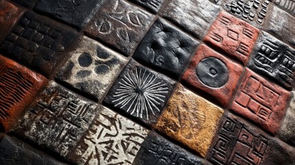 Intricate, patterned ceramic tiles in various colors and designs