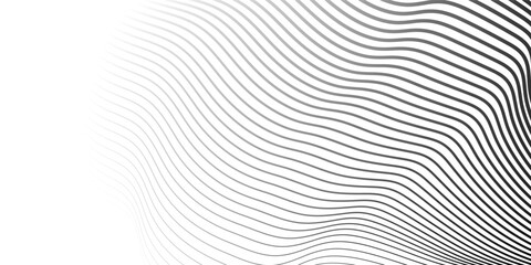 Abstract vector background with black wavy lines. Fluid vector shaped background. Abstract smooth wave on a white background. Stock vector illustration.