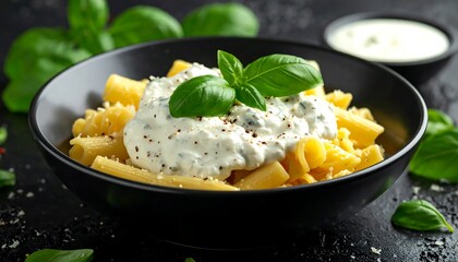 Delicious Pasta Dish with Creamy Ricotta and Fresh Basil.
