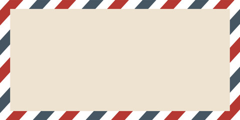 Air mail letter. Post stamp. Airmail frame postcard. Blue red stripes pattern. vector