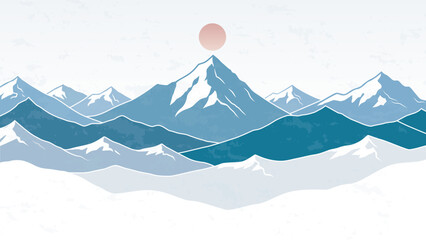 Serene mountain range under a sunset sky