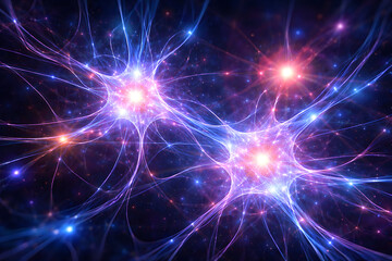 Vibrant Neurons: Illuminated and interconnected neural network, symbolizing the complexity of the human mind and brain.