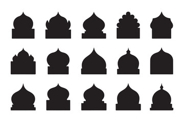 Collection of islamic dome silhouettes architectural elements mosque building designs islamic art ornamental shapes