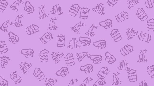 Background with boat, avocado, and can drawings. Suitable for food or maritimethemed designs needing a vibrant touch.