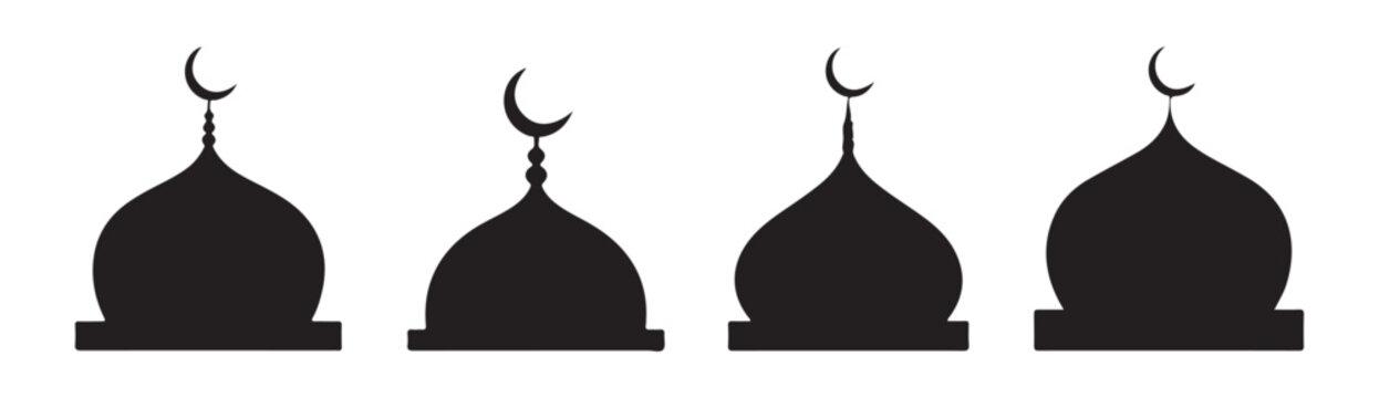 Islamic mosque domes with crescent moon architectural elements traditional religious building design variations