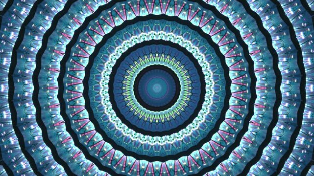 4K Colorful kaleidoscope background. Abstract multicolored motion graphics background for yoga specialist, astrology, art therapist, night club, music video.