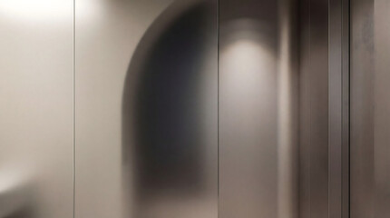 Abstract metallic architectural feature with arched recess and vertical panels modern interior design detail background