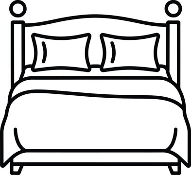 Minimalist double bed design outline drawing